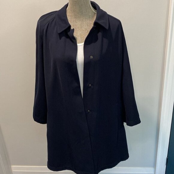 Hilary Radley Blue Trench Coat Size 12 - Picture 7 of 15